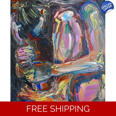Abstract colourful nude in a box 095